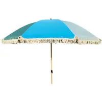 Merkloos Sombrilla playa parasol - Protección UV 30+ - Ø 170 cm - Azul y verde - Con bolsa y varilla plegable