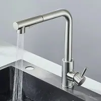 StarTech.com Grifo de cocina - Grifo de cocina extraíble - Agua caliente y fría - Acero inoxidable - Acabado plateado cepillado - Monomando - Instalación de un solo orificio - Cartucho cerámico