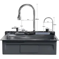 StarTech.com Fregadero de cocina - Un solo seno - Acero inoxidable 304 - Dos orificios - Montaje independiente - 75 x 45 cm - Negro