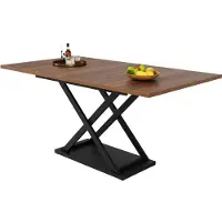 StarTech.com Mesa de comedor moderna y minimalista. Mesa extensible, dimensiones 120–160 x 80 cm. Fabricada en MDF y metal. Patas de metal con diseño cruzado. Montaje sencillo. Acabado en nogal y negro