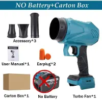 StarTech.com Soplador turbo para aire - Modelo H28 - Soplador turbo - Motor sin escobillas - 21 V - Alta presión - Funciona con batería - Sin batería - Sin enchufe