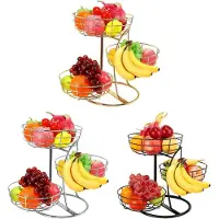 LTPRTZ Cesta de frutas - Estante de almacenamiento - Cocina Organizar - Diseño de 3 capas - 27,4 x 25,3 x 11,1 cm - Oro