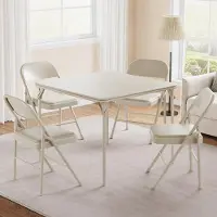 StarTech.com Mesa plegable para juegos de cartas - Mesa cuadrada de 85 cm - Patas plegables - Superficie de cuero sintético (PU) - Ligera - Ideal para puzzles y juegos - Color blanco