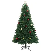 StarTech.com Árbol de Navidad artificial de PVC, 213 cm (7 pies), preiluminado con decoración, punta en forma de estrella, base y montaje sencillo