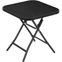 StarTech.com Mesa para balcón - Mesa plegable para jardín - Vidrio de seguridad de 5 mm - Estructura de metal negro - Para 2 personas - Capacidad de carga de hasta 50 kg - Color negro