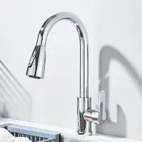 StarTech.com Grifo de cocina - Modelo 8-2203P - Cabezal de ducha extraíble - Caño flexible - Agua caliente y fría - Mezclador monomando - Montaje encimera con un orificio - Cromo