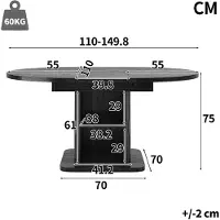 StarTech.com Mesa extensible con espacio de almacenamiento - Mesa de comedor - Ahorro de espacio - Longitud ajustable de 110 a 149,8 cm - Mueble bajo con puertas correderas - Bandejas extraíbles - Color negro