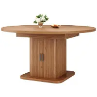 StarTech.com Mesa de comedor que ahorra espacio - Mesa de comedor extensible - Longitud ajustable de 110 a 149,8 cm - Armario de almacenamiento debajo de la mesa - Puertas correderas - MDF - Color madera