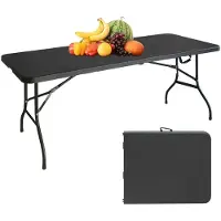 StarTech.com Mesa plegable para camping - Mesa rectangular de plástico - 183 cm - Para 6 personas - Estructura de metal - 74 cm de altura - Color negro