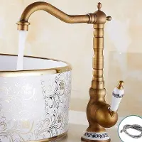 Equivera Mezclador de palanca de grifo de cocina - latón antiguo - 360° girable - ideal para cocina y baño