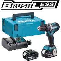 Makita DHP484, Atornillador eléctrico, Mango tipo pistola, 1/2", Negro, Azul, Sin escobillas, Orificio para colgar