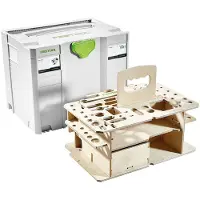 Festool SYSTAINER SYS 4 T-LOC SYS-HWZ Caja de herramientas ( 497658 ) gris claro acoplable con inserto de madera