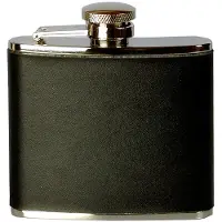 Basic Nature - Flachmann Eckig Leder - Petaca size 180 ml, negro/gris